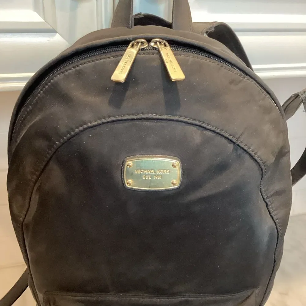 Michael Kors Backpack Jet Set Nylon Black Back Pack Purse Pocketbook Bag